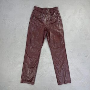 Vintage Leather Renditions Dark Redish-Brown Leather Pants Sz. 4, Fit 26 x 30